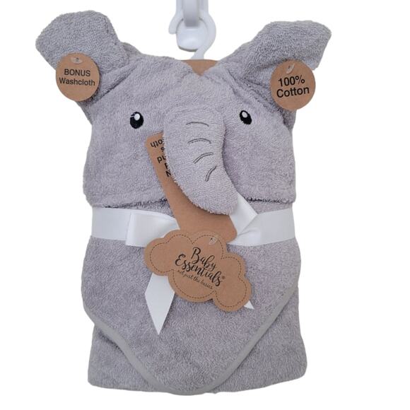 Baby Essentials Elephant Towel Wash Cloth Set New With Tags - Picture 1 of 3